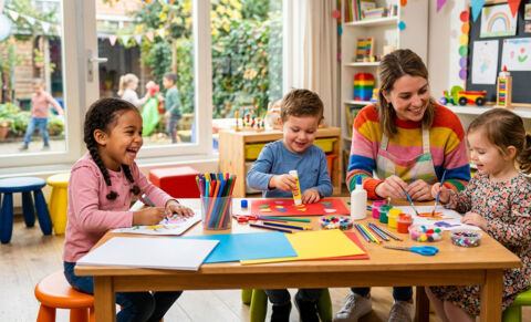 Creatieve materialen voor het klaslokaal van een basisschool
