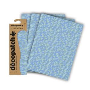Decopatchpapier A3 - blauw met groene golfjes, 3 vel C836