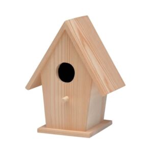Houten vogelhuisje, puntdak, 14.5 x 11 x 19 cm