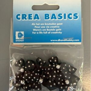 Satijnen strikjes polka dot met parel zwart, 10 stuks