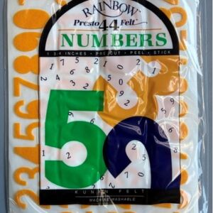 Vilten cijfers, zelfklevend, hoogte 45 mm, 44 stuks, geel